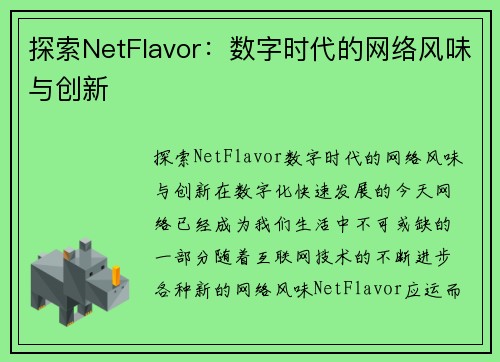 探索NetFlavor：数字时代的网络风味与创新